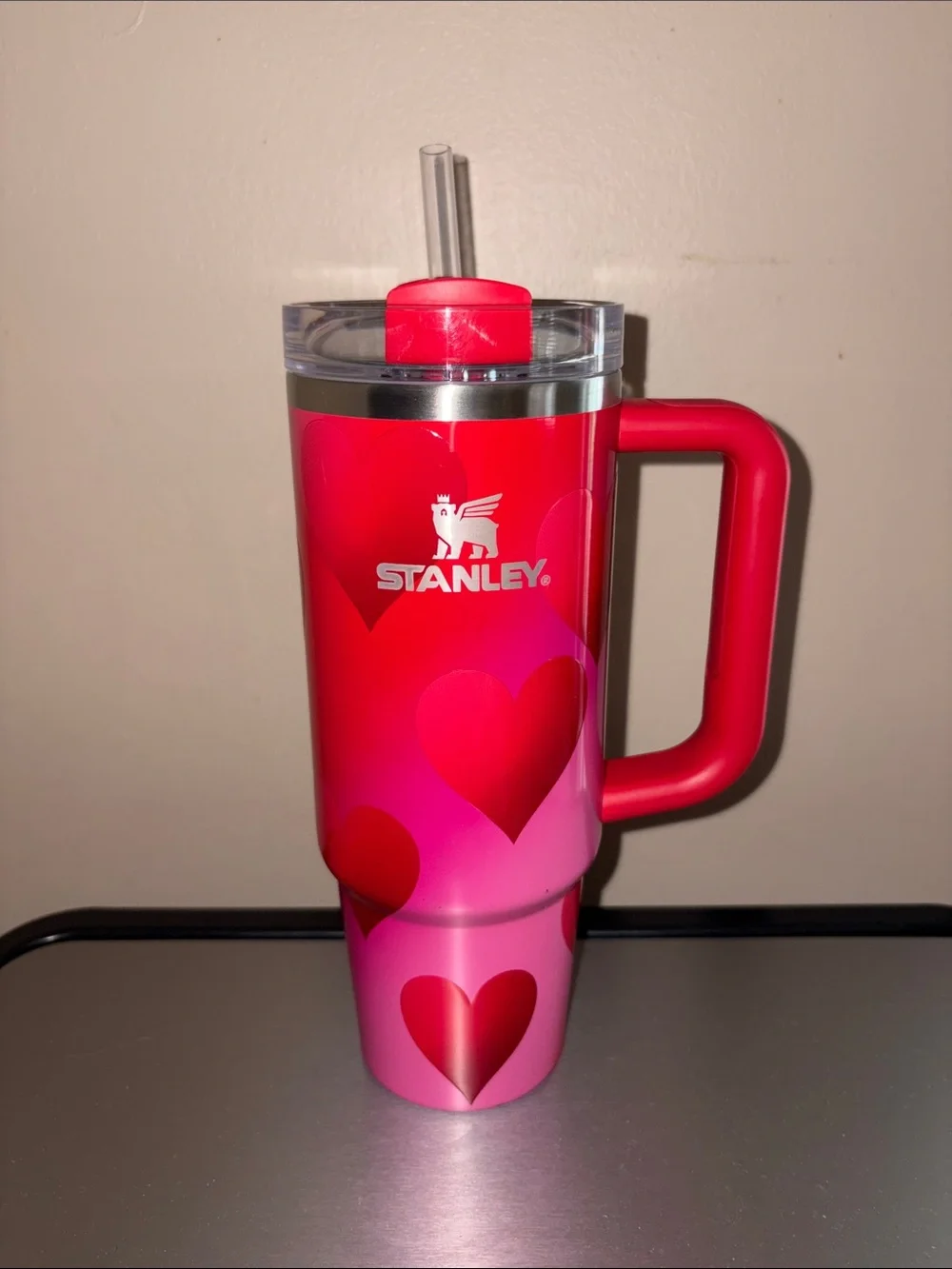 Never used Stanley Red and Pink Heart 30oz Travel Mug